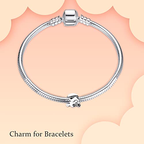 Image of Robot Mask 925 Sterling Silver Dangle Charms with Sparkling Cubic Zirconia, Women's Jewelry Gift for Christmas Birthday Anniversary Valentine's Day