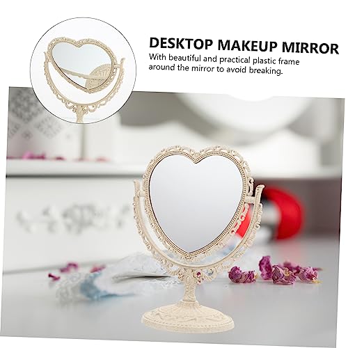Miroir de maquillage pivotant vintage plastique beige pour coiffeuse - 8