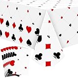 Breling 3 Pcs Casino Poker Themed Party Decorations Disposable Poker Tablecloth Las Vegas Theme Table Cover Casino Table Runner for Las Vegas Playing Card Birthday Party Favors Supplies