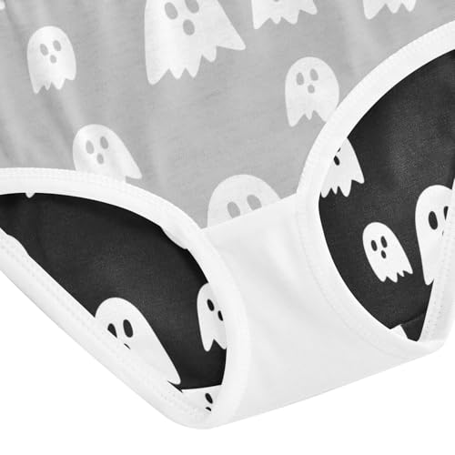 Playful White Ghosts Black Underwear Toddler Girl, Cotton Underwear Girls, 2T–8 Years4