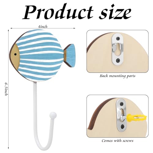 Weysat 4 Pack Fish Towel Hooks Nautical Coastal Wall Decor by Weysat - Used condition - Image 2