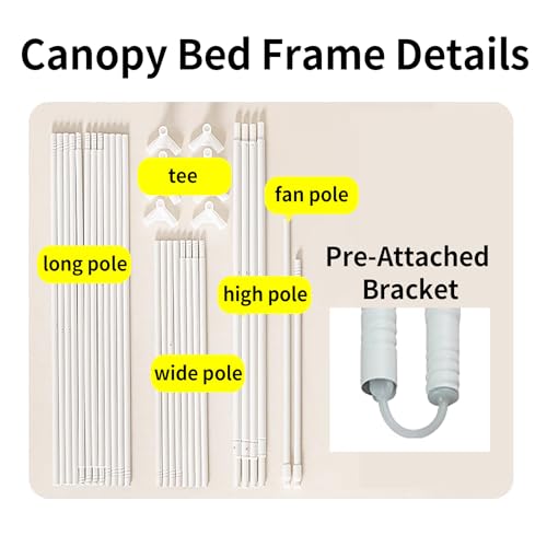 Dosel de cama individual con 4 postes esquineros para literas 6