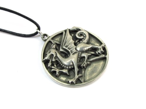 Creative Ventures Jewelry Pentacle of the Dragon Pewter Pendant on Cord Necklace, The Wiccan Collection