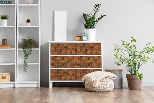 Adhesivo Autoadhesivo para Muebles Wallfluent Papel Pintado Mate Hexágonos Marrones 3