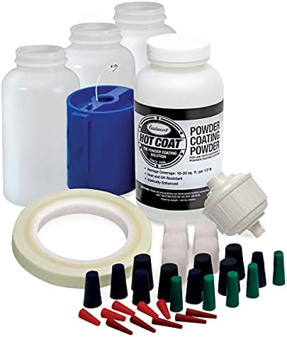 Eastwood Powder Coating Accessories Kit 1/2 in. High Temperature Fiberglass Masking Tape Gloss Black Powder & 30 Temp Silcone Plugs Assortment & 1 Lb Spool Safety Wire & Plastic Bottles & Lids