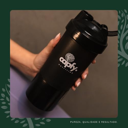 Coqueteleira Whey Academia 500ml com Mola Divisórias Shakeira Compartimento com Porta Comprimido Sup