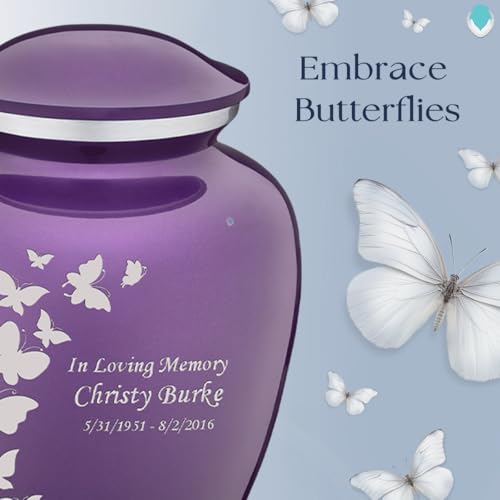 Image of Geturns - Adult Custom Butterfly Cremation Urns for Human Ashes I Purple Large Funeral Urn for Female and Male I 200 lbs
