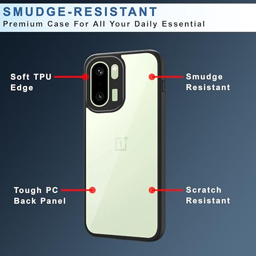 Image of CEDO Backcover for OnePlus 15R (5G) | Camera Protection Bump Shockproof Edge | Ultra Hybrid Transparent Acrylic Clear TPU+PC Hard Backcase Cover (Black)