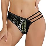 Thong for Women Underwear Low Rise Panties Woman G-String Thongs, for Deer Camo Camouflage American Flag Hunting