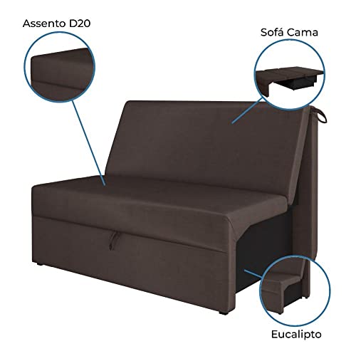 Sofa cama 2 Lugares Reclinavel Granite Marrom Malu