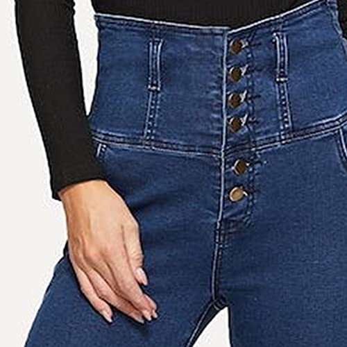 Women's High Breasted Stretch Slim Jeans High Waisted Button Up Classic Jeans Curvy Butt Lifting Skinny Denim4