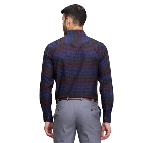 Image of Park Avenue Men's Luxus Fit Pure Cotton Structure Pattern Narrow Collar Full Sleeve Formal Regular Fit Shirt