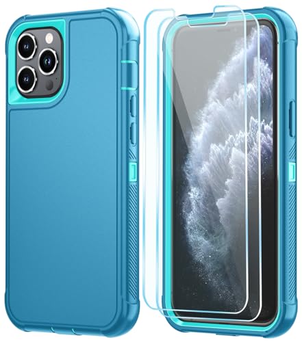 Image of SunStory Compatible with iPhone 11 Pro Case with HD Screen Protector, 3-Layer Heavy Duty Full-Body Cover,3 in 1 Hybrid Protective Case for iPhone 11 Pro 5.8 inch,LakeSkyBlue