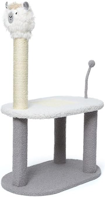 Cat Climbing Frame, Cat Tree Alpaca Shape with Funny Ball Scratching Post Climbing Frame for Small Medium Cats Gold and GreyGold