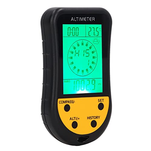 8 in 1 Digital Höhenmesser, Anzeige von Azimut/Richtung/Uhr/Temperatur/Wettervorhersage und Höhe, Multifunktionales Mini Thermometer für Outdoor Wandercamping