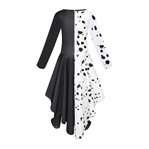 Cefirature Villain Deville Costume For Girls Cosplay Jumpsuit Dress With Wig Halloween 3-12 Years (No Wig, 9-10 Years) #TOP3