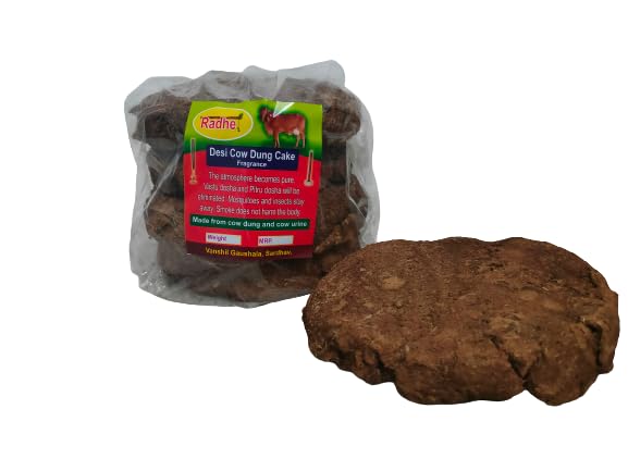 Pure & Original Holy Desi Cow Dung Cake for Hawan, Pujan & Religious Purpose 3-4 inch with Fragrance