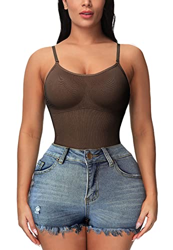 EVELIFE Body gainant pour femme avec contrôle du ventre et maintien ferme, marron, M Cover