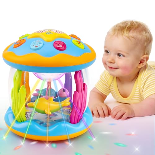 Image of Baby Toys 0-6 Months Ocean Rotating Projector Musical Light Up Tummy Time Toys for Infants 0-3 4 5 6 7 8 9 Months Baby Aquarium Crawling Toys 6-12 Month Boys Girls 1 2 Year Old Birthday Newborn Gifts