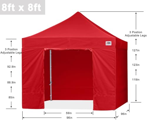 Image of ABCCANOPY Easy Pop Up Canopy Tent with Sidewalls Commercial -Series, Red