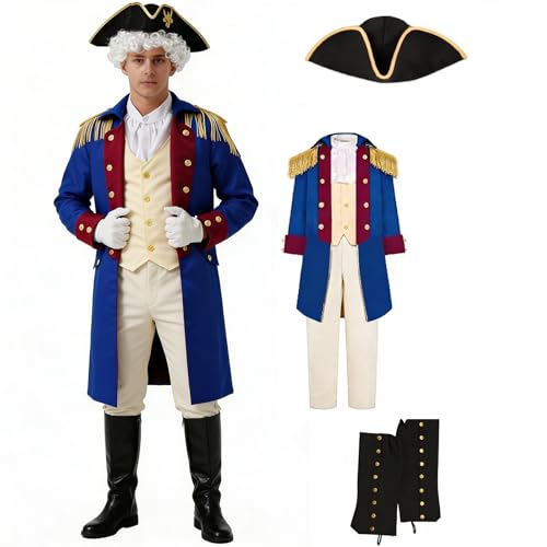 OEBLD George Washington Costume Adult Colonial Men Colonial Deluxe wax museum projectno wig