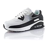 Fusskleidung® Damen Herren Sportschuhe Dämpfung Sneaker leichte Laufschuhe Weiss Schwarz Schwarz EU 45