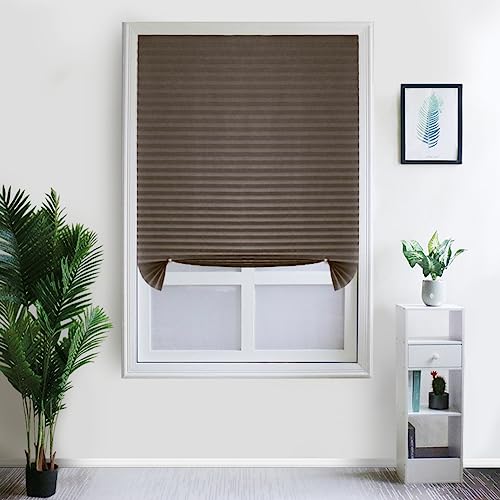 2 Pack Temporary Blinds for Window, Self Adhesive Pleated Blinds Cordless No Drill Fabric Blinds Room Darkening Shades Blackout Shades for Bathroom Kitchen Office 23.6 * 70.8 Inch(W*H)