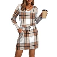 OFEEFAN Cocktail Dresses for Women Loose V Neck Tie Front A-Line Rompers for Women Beach Cute Dress Sundresses Cruise Outfits M