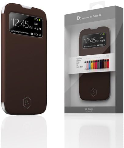 SLG D5 Genuine Italian Leather Case for Samsung Galaxy S4 with Front Window (Dark Brown)