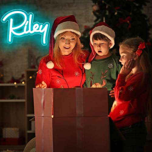 Image of Riley Name Neon Sign,LED Name Neon Light for Kids Bedroom,Birthday Party Decoration,Neon Sign Customizable for Girl,Birthday Riley Name Deocr,Size 7.1 * 6.3 inches(JTLD010-01)