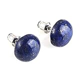 Lapis Lazuli Large 12mm Earrings Posts for Women and Men Dark Blue Lapis Lazuli Crystal with Gold Flake Dainty Hypogenic Silver Small Ball Earring Studs for Women Guys Teens September Birthday Gift