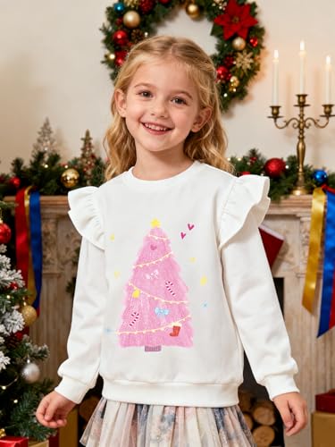 Image of EULLA Toddler Girls Christmas Sweatshirt Long Sleeve Snowman Deer Santa Claus Xmas Holiday Shirts for Kids Sweater 2-7 Years