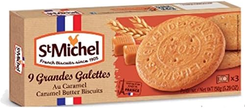 4 Boxes of Grande Galettes Caramel Butter Cookies by St Michel - 5.29 oz. Each