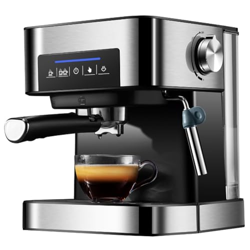 XoTiq Automatic Pod Coffee Machine with Grinder and Milk Frother, 20 Bar Pressure, 1.6L Detachable Water Tank, Brushed Stainless Steel, 850W, for Espresso, Cappuccino and Latte