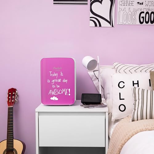Cooluli 10L Mini Fridge for Bedroom, Car, Office Desk & Dorm - Portable Thermoelectric Cooler & Warmer for Food, Drinks, Skincare - Compact Refrigerator with Glass Front, Pink - Thumbnail 6