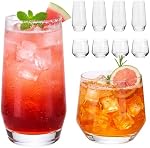 Ensemble de verres à boire 8, Coupes en verre avec 4 Étendu 20 oz Verres à haute bille & 4 Courte 13 oz Verres à pierre, verres à eau sans plomb pour jus, café glacé, cocktail, whisky