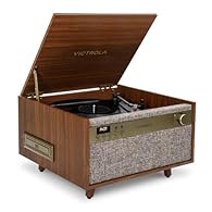 Modern 6-in-1 music center with 3-speed switch, CD and cassette player, VINYLSTREAM and Bluetooth connection, and a 3.5mm AUX input Built-in stereo speakers provide room-filling sound Bluetooth connection for streaming music from any Bluetooth-enable...