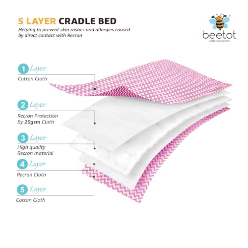 Image of Premium Swing Cradle Set | Hanging Swing Cradle, Removable 5-Layer Padded Bed & Mosquito Net | Up to 15 kg | Pink Stripes