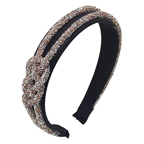 1Pcs Headbands for Women Rhinestone Diamond Twist Knot Vintage Hairband Wide Headbands Turban Headbands Hair Accessories for Women and Girls,Champagne