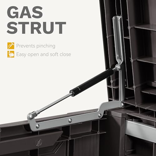 DWVO Gartenbox|450 Liter 142.1x67.6x60cm|Auflagenbox Aufbewahrungsbox Garten Kissenbox Outdoor Gartentruhe |Wasserdicht Gasdruckfeder|Für Sitzauflagen Gartengeräte & Kinderspielzeug|Dunkelbraun