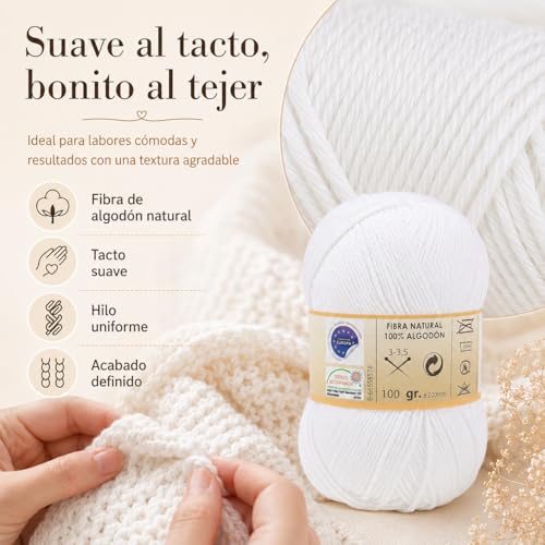 Miniatura 5 de Hilo Ovillo De Algodón Premium 100 Algodón Perfecto Para Diy Y Tejer A Mano Color Rosa Bebe 100 G, Aprox. 220 Metros Pack De 3 Pcs