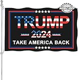 bandiera trump 2024 su entrambi i lati, 3 x 5, per esterni, realizzata negli stati uniti, resistente, in poliestere spesso a 3 strati, bandiere take america back con 2 occhielli in metallo, 4 file di
