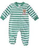 absorba Baby Boys Sleeper, Green/White, 0-3 Months