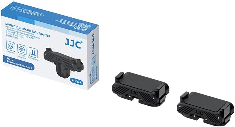 Vista 9 de JJC 2 adaptadores magnéticos de liberación rápida para DJI OSMO 360 Action 5 pro 4 3, con agujero de tornillo de 14 y garras plegables, adaptador