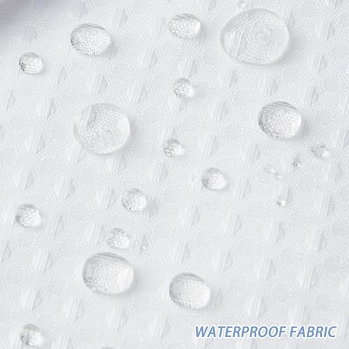 Furlinic 84 in Long Waffle Weave No Hook Shower Curtain with Waterproof Snap in Liner,White Thick Textured Bathroom Curtains with Top Window,Machine Washable & Hotel Quality,71x84 Inch - Thumbnail 4