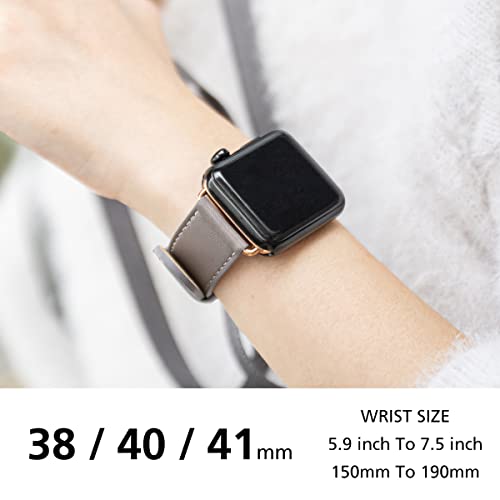 Alto Leather Band Compatible With Apple Watch Band 38Mm 41Mm 40Mm, Classic Handmade Premium Italian Aniline Full Grain Leather Replacement Strap For Women Men, Iwatch Bands For Apple Watch Series 8 Series 7 6 Se 5 4 3 2 1 (Cement Gray) #TOP2