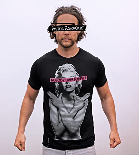 Pistol Boutique Marilyn Monroe - Camiseta de manga corta para hombre, cuello redondo, color negro, Negro, S