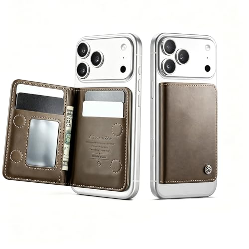 Image of Magnetic Wallet for iPhone, Detachable Magnetic Card Holder Compatible with MagSafe, RFID Blocking Magnetic Phone Wallet with Kickstand for iPhone 17 /16 /15 /14 /13 /12 Series, Coffee