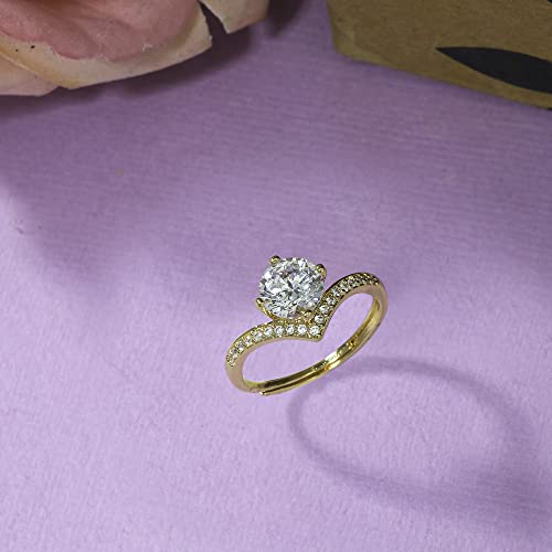 Elegant Princess Cut Zircon Plated Ring
