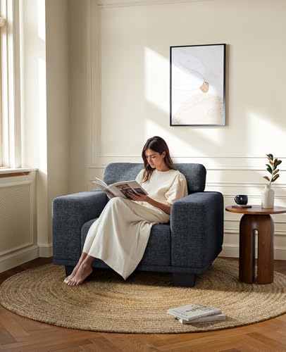Image of Amada 40 inch Oversized Accent Sofa Chair, Modern Armchair with Deep Seat, Comfy Upholstered Large Reading Chair with Removable Washable Covers for Living Room & Bedroom Office, Blue